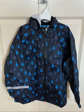 H&M Navy Raincoat with Blue Raindrop Print